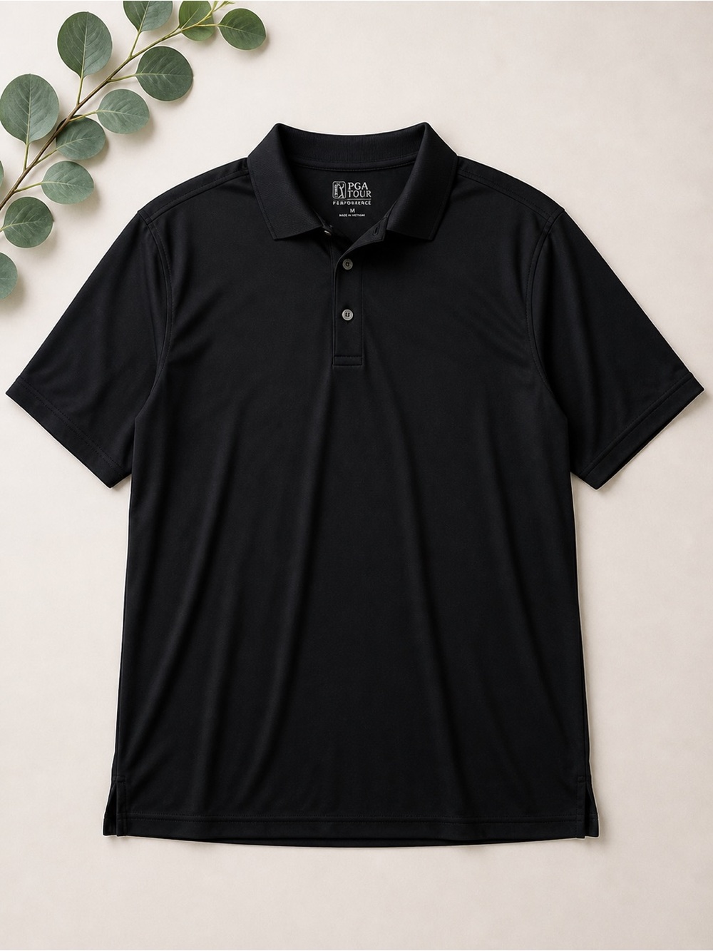 Men’s PGA Tour Black Dri-Fit Polo | Classic Performance Golf Shirt